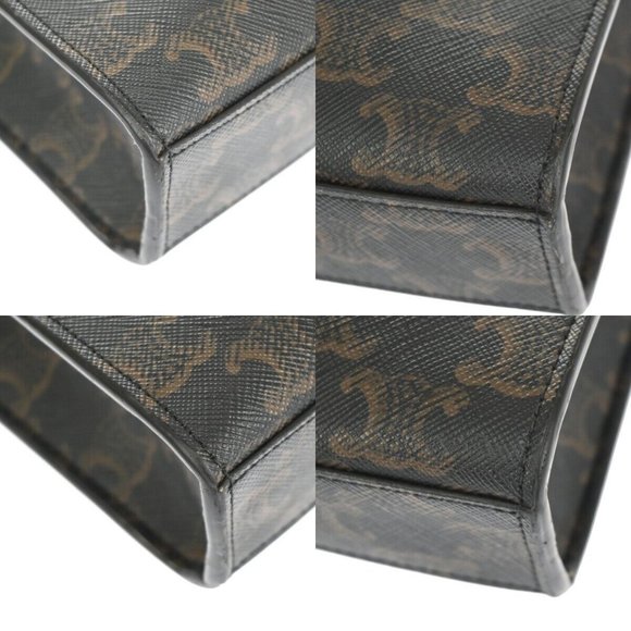 CELINE Mini Vertical Cabas 2Way Hand Bag Triomphe Canvas Leather Brown - Picture 15 of 16